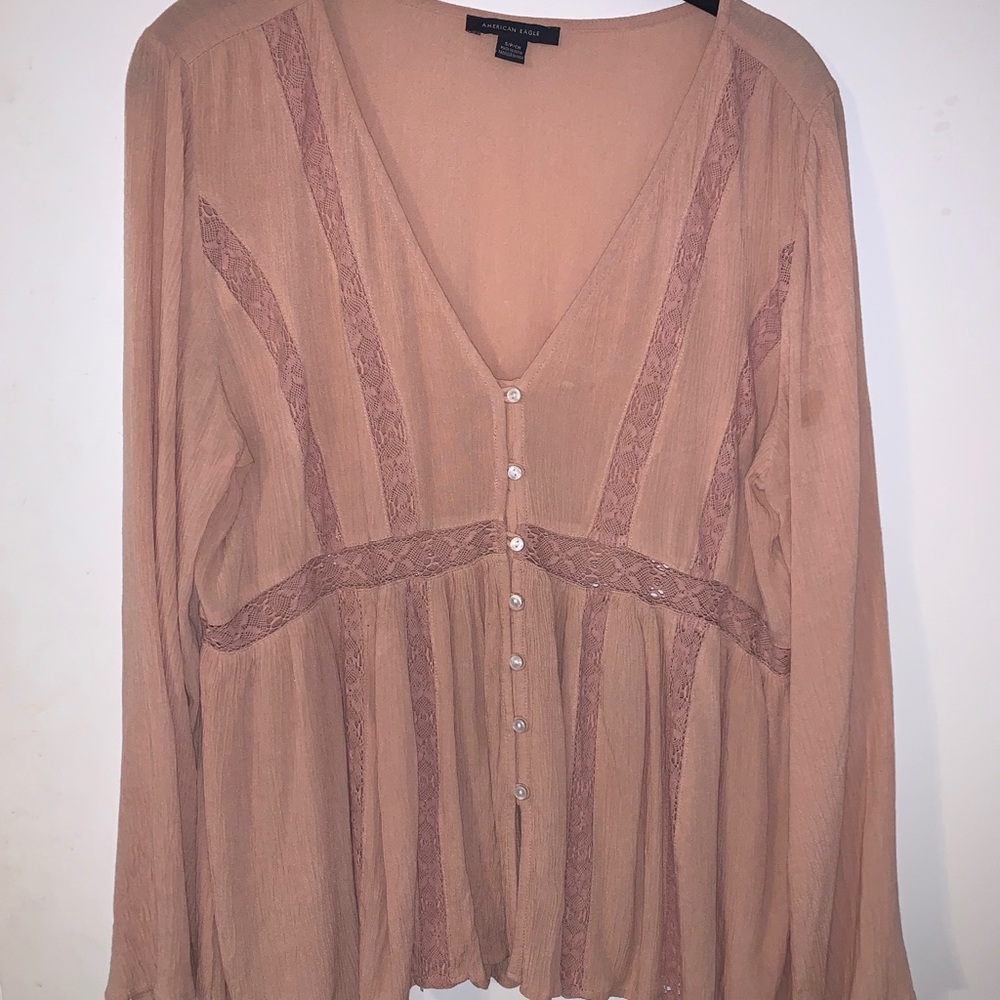 TWO American eagle flowy tops